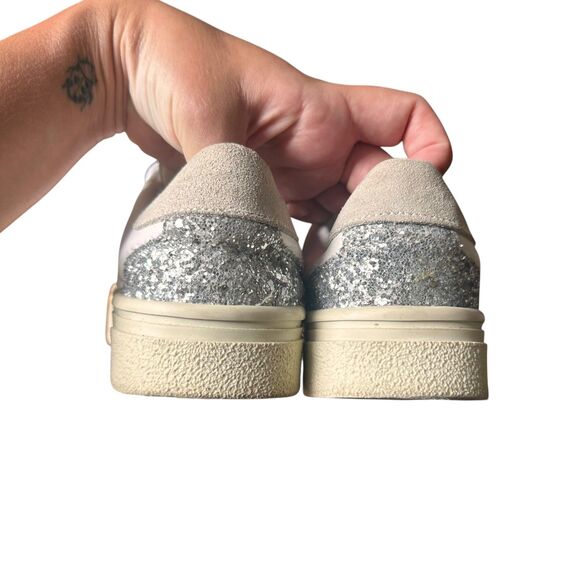 ZARA Basic Faux Leather Glitter Sneaker White Sz 36 (US 6) - Picture 5 of 6